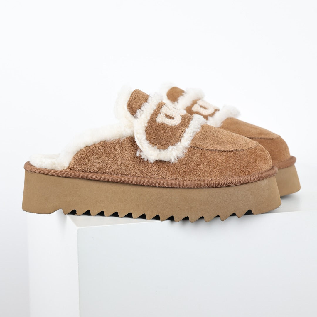 UGG Women's 5cm Platform Shearling-Trim Mules - Chestnut - view 3