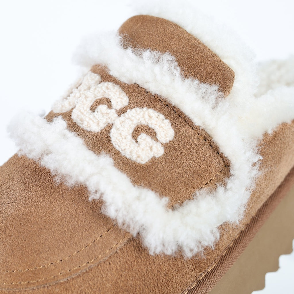 UGG Women's 5cm Platform Shearling-Trim Mules - Chestnut - view 6