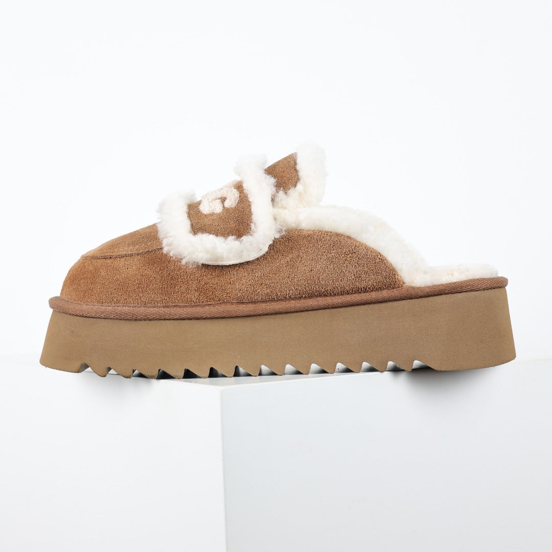 UGG Women's 5cm Platform Shearling-Trim Mules - Chestnut - view 9