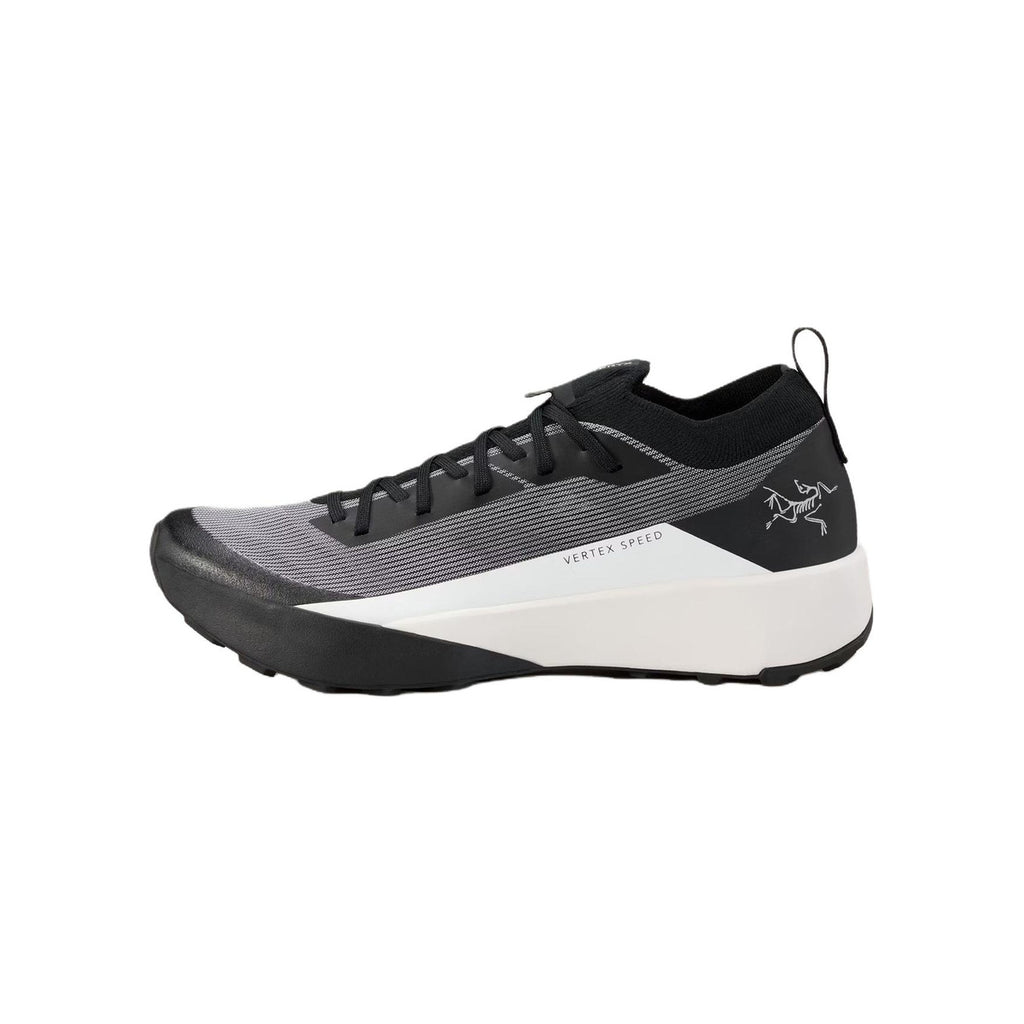 Arc'teryx Vertex Speed Low Men's Trail Running Shoes – Black/Grey/White (Stripe Knit Upper / White Midsole)