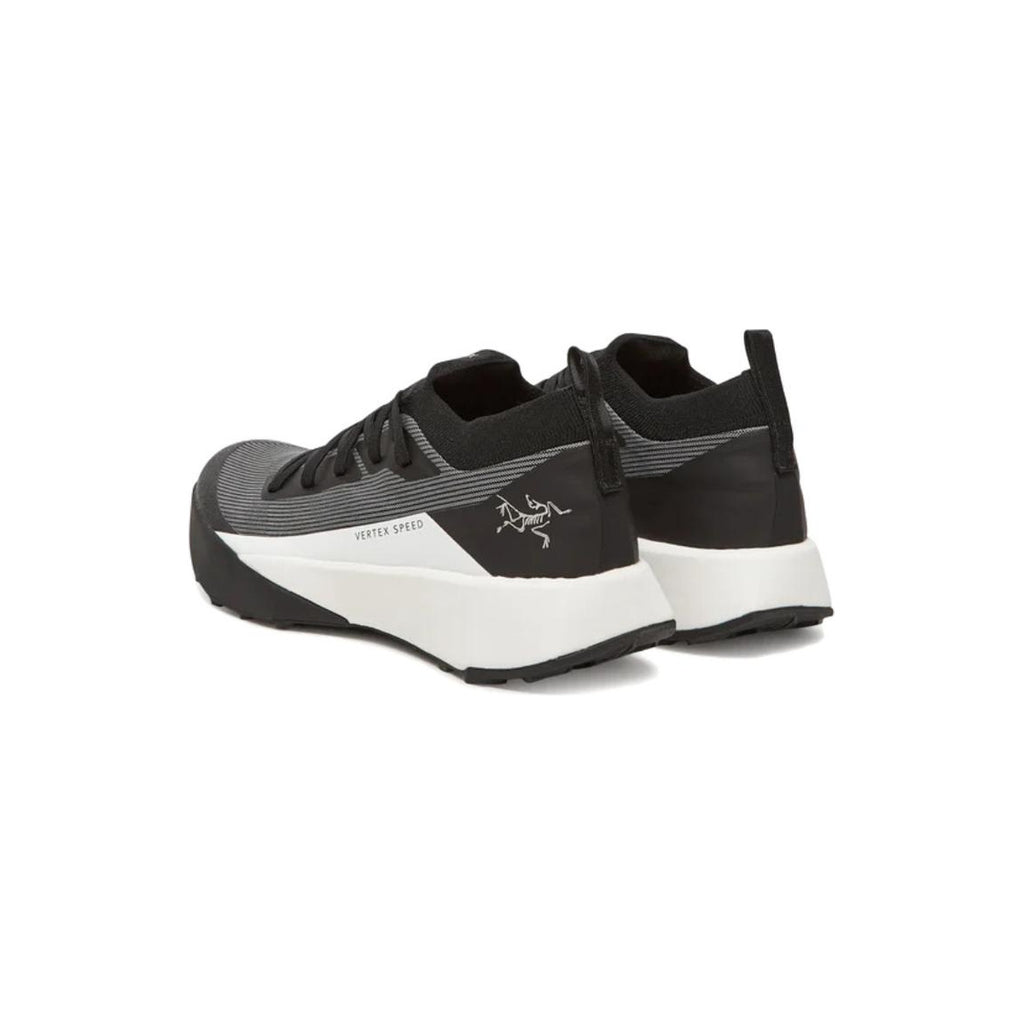 Arc'teryx Vertex Speed Low Men's Trail Running Shoes – Black/Grey/White (Stripe Knit Upper / White Midsole)